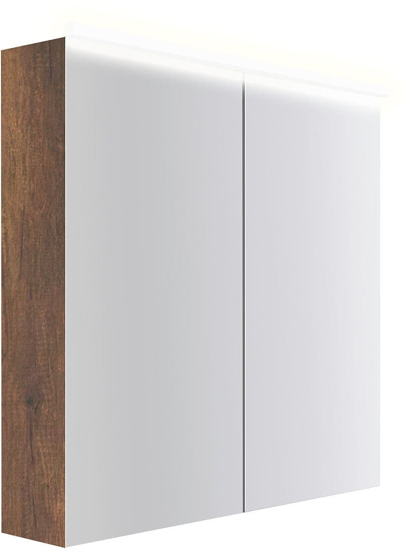 ARMOIRE TOILETTE COFFEE 2 PORTES 800MM 4250K TECTONA CHENE DECOR ROUILLE