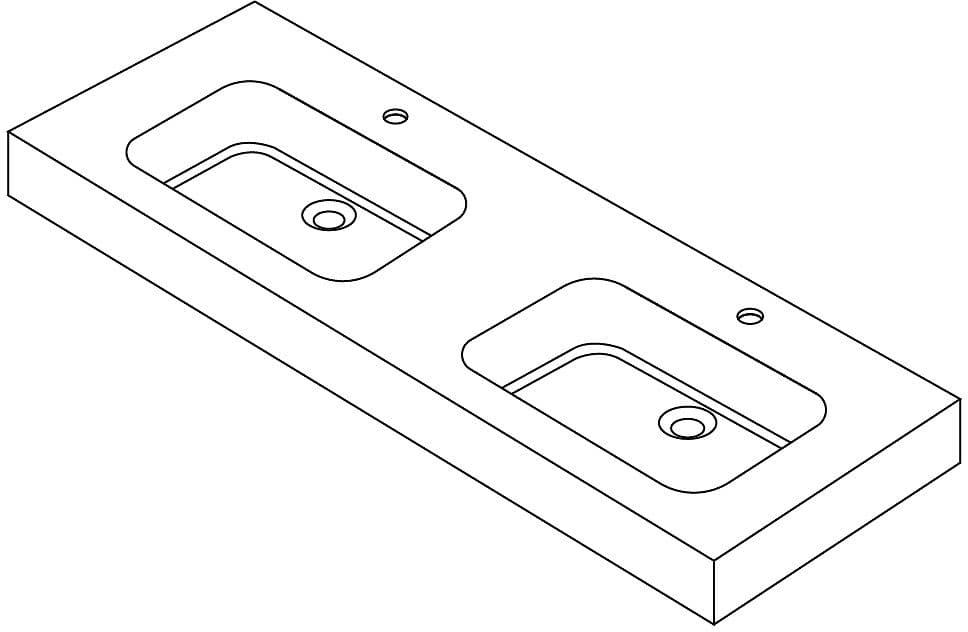 TABLET PURO 140CM 2 LAVABO SOLID BLANC M