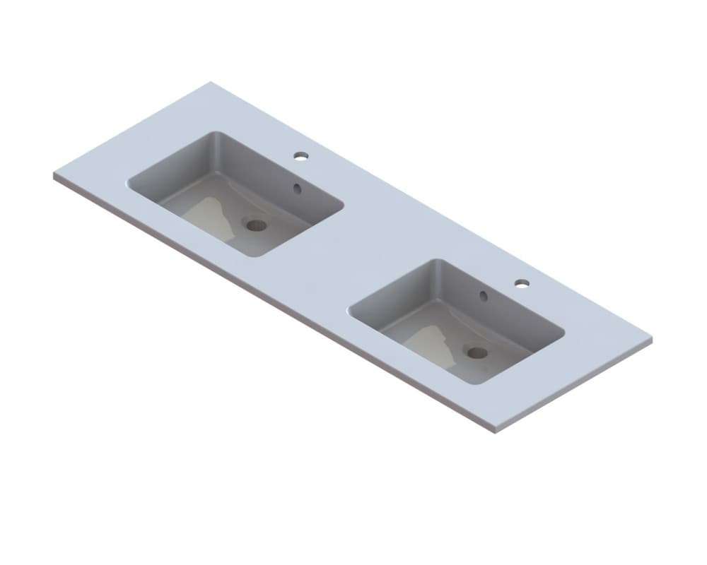 intro Taz tablette intégrée marbre minéral avec 2lavabos 1400x500mm blanc