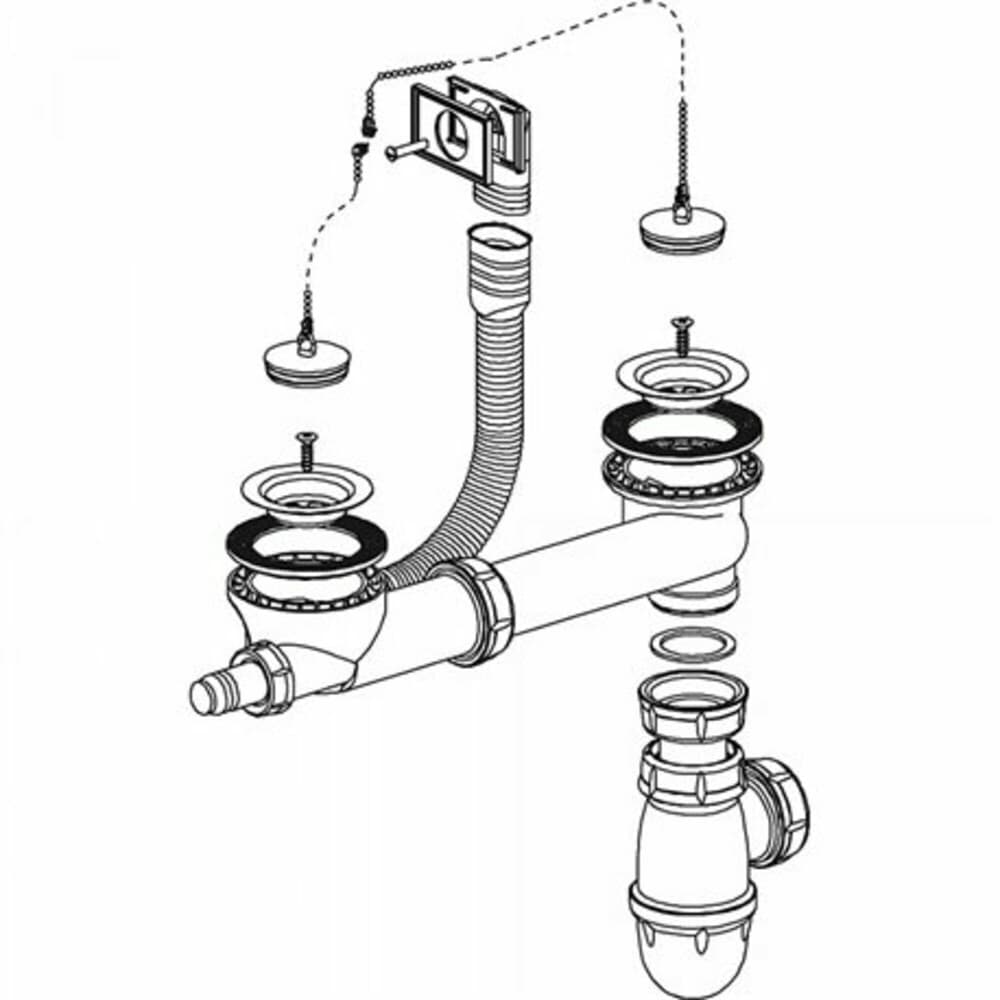 Franke bonde de vidage évier 2 cuves siphon