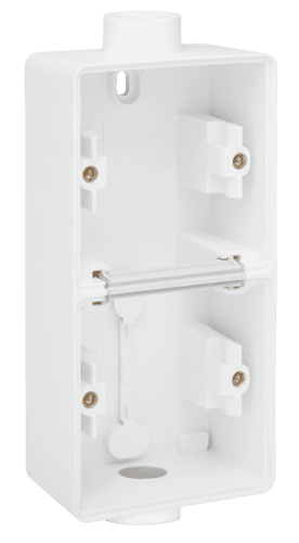 Boîte en saillie double vertical étanche aux projections d'eau avec deux entrées M20 simples pour deux fonctions, couleur blanc