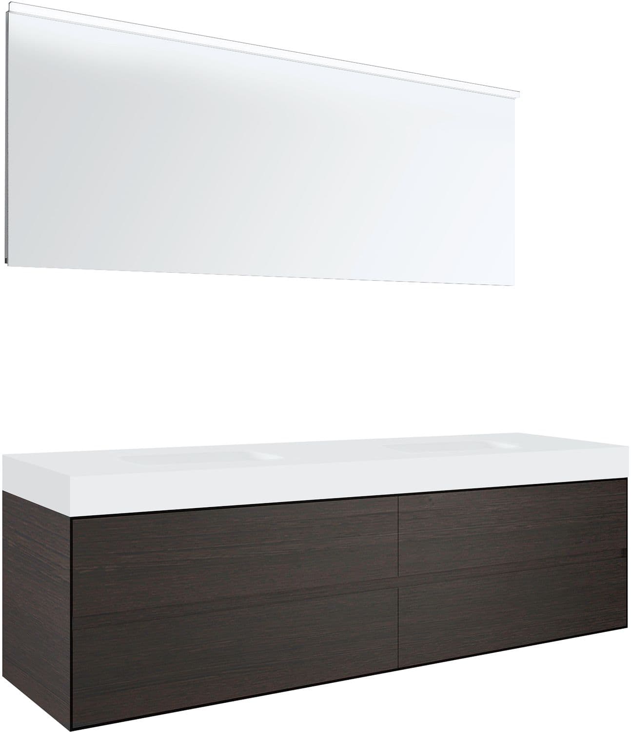 MEUBLE 4 TIROIRS POUR TABLET PURO 2 LAVABO TENSO 180CM WENGE AVEC MIROIR