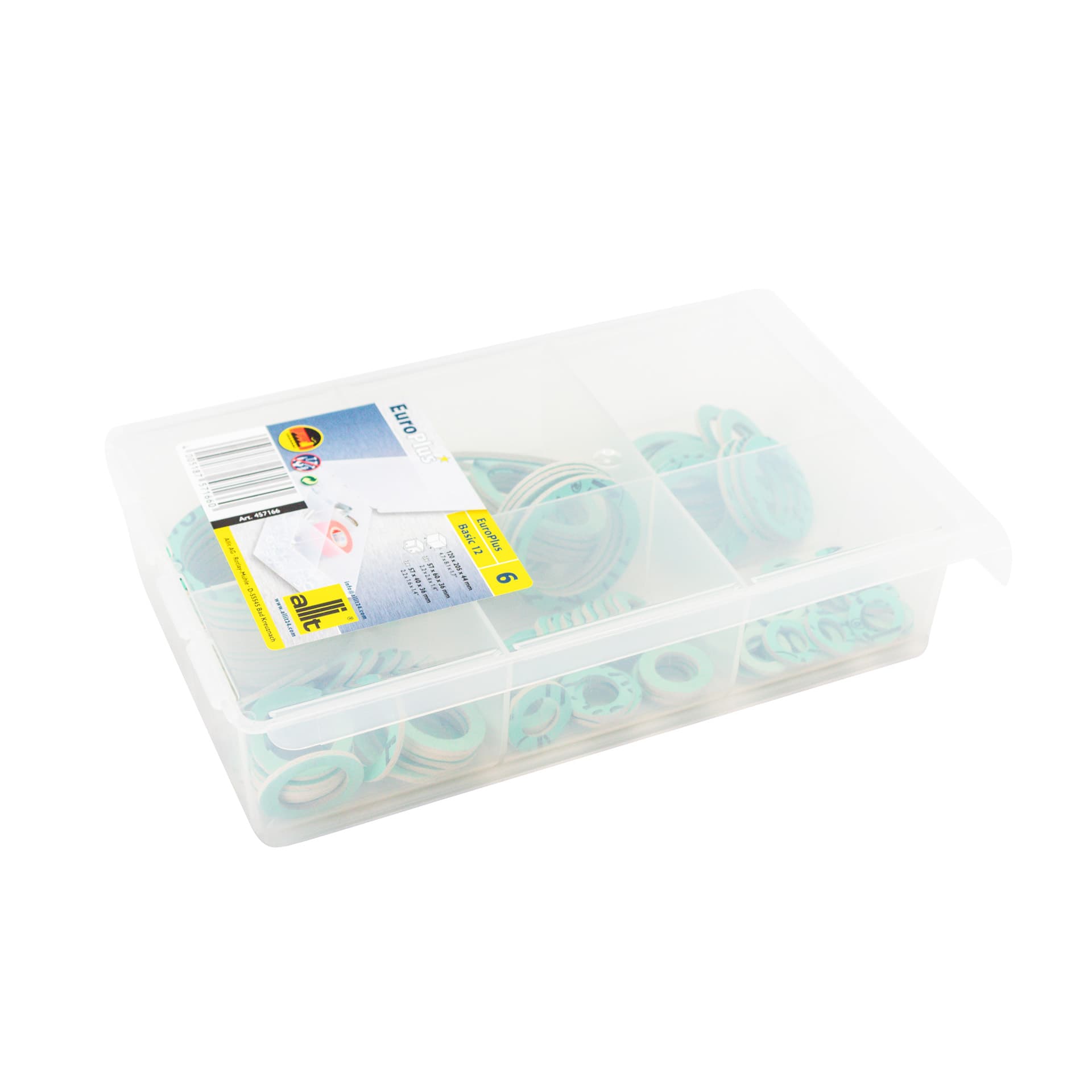 BOITE EN PLASTIQUE NON CASSANT D'ASSORTIMENT DE 120 JOINT VERT DE 3/8 A 6/4