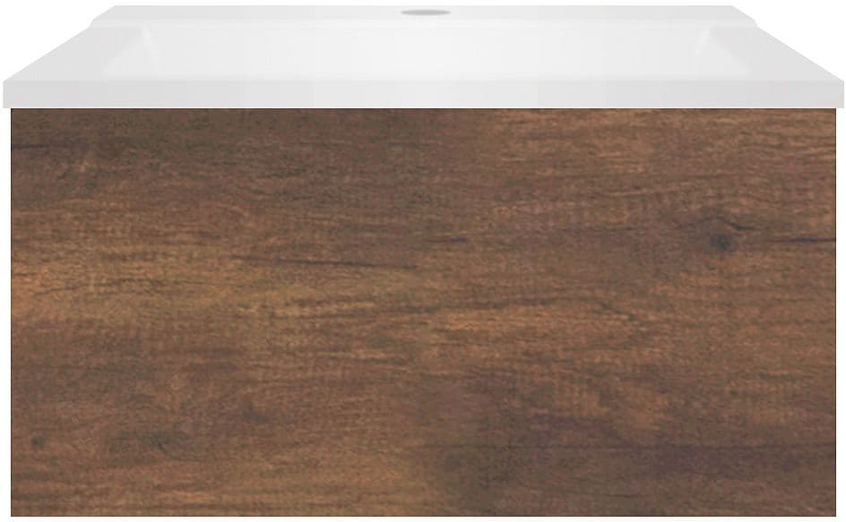 SOUS MEUBLE COFFEE 1 TIROIR 60 CHENE DECOR ROUILLE+LAVABO BLANC MAT