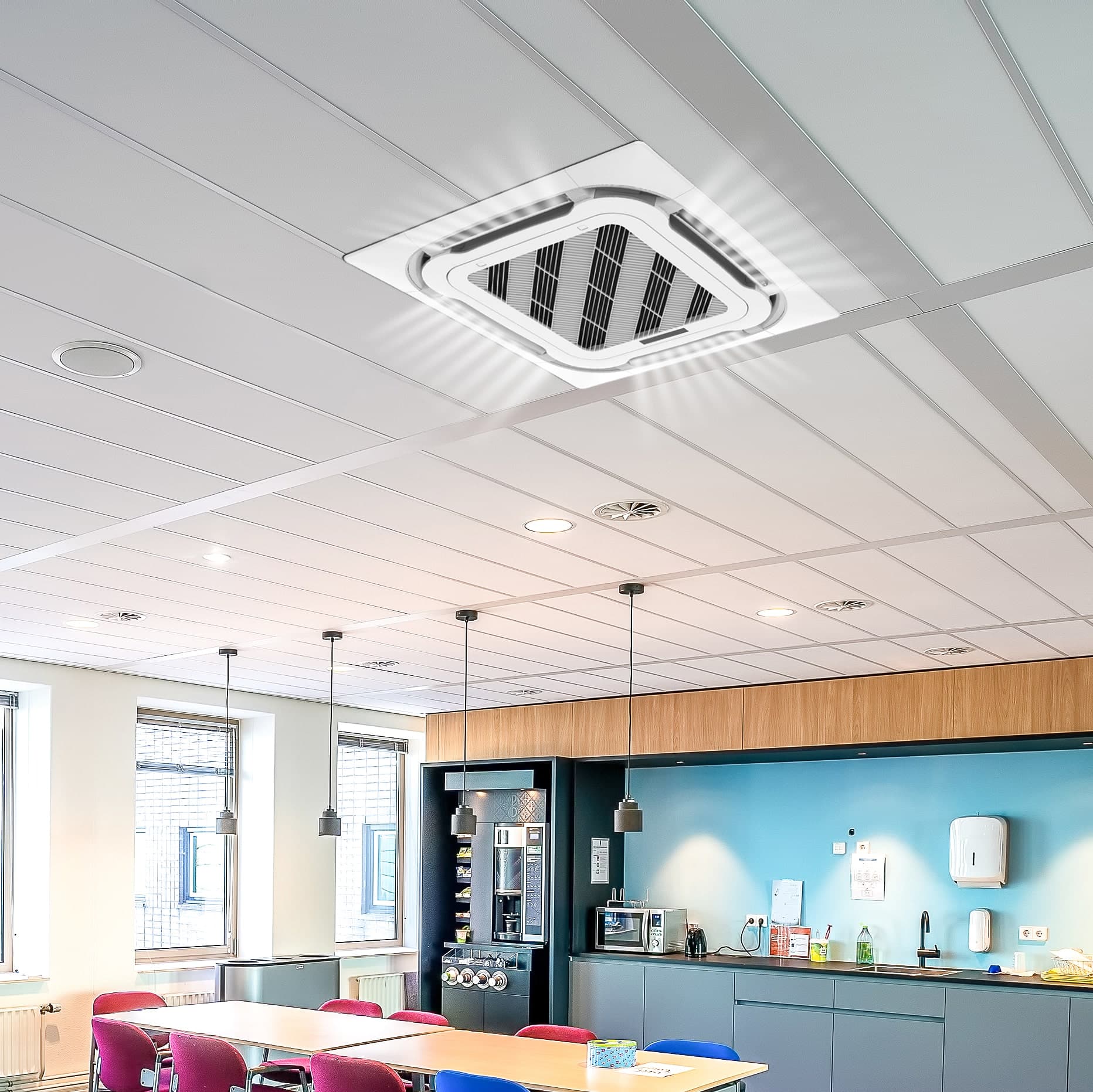 AUX MULTI SPLIT CLIMATISATION CASSETTE - UNITÉ DE PLAFOND - REFROIDISSEMENT ET CHAUFFAGE - 18000BTU- 5,2KW - R32 -BLANC