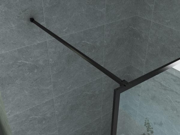ALONI DOUCHE À L’ITALIENNE AVEC DÉCOR GRILLE - 1000X2000MM - NOIR MAT-VERRE CLAIR