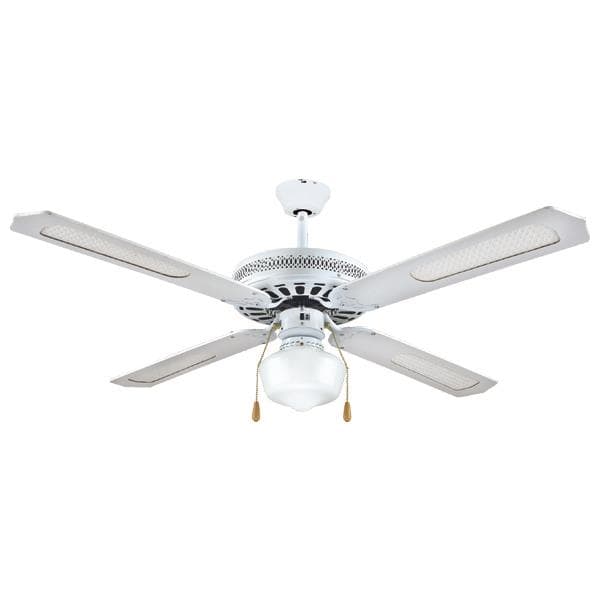 Ventilateur décoratif avec 1 lampe E27 Blanc diamètre 130 70W