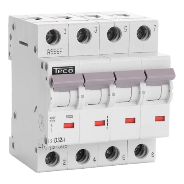Disjoncteur 4 pôles 32A 10kA courbe D