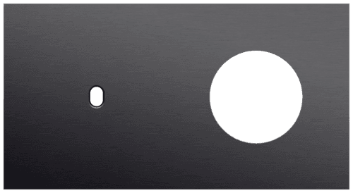 Plaque de recouvrement double, horizontale 71 mm d'entraxe, pour une fonction de commutation simple et une fonction de prise de courant, Niko Toggle alu black brushed