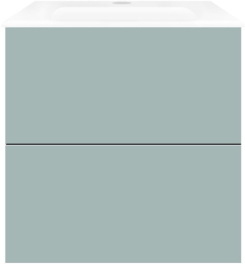 SOUS MEUBLE COFFEE 2 TIROIRS 60 BLEU AZUR DOUX MAT +LAVABO PORCELAINE BLANC
