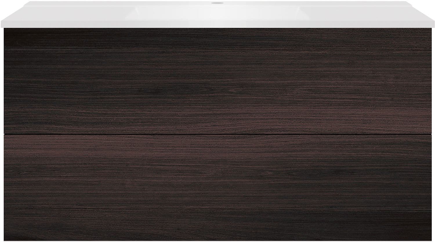 SOUS MEUBLE COFFEE 2 TIROIRS 120 CHENE DECOR MOKKA+LAVABO BLANC MAT