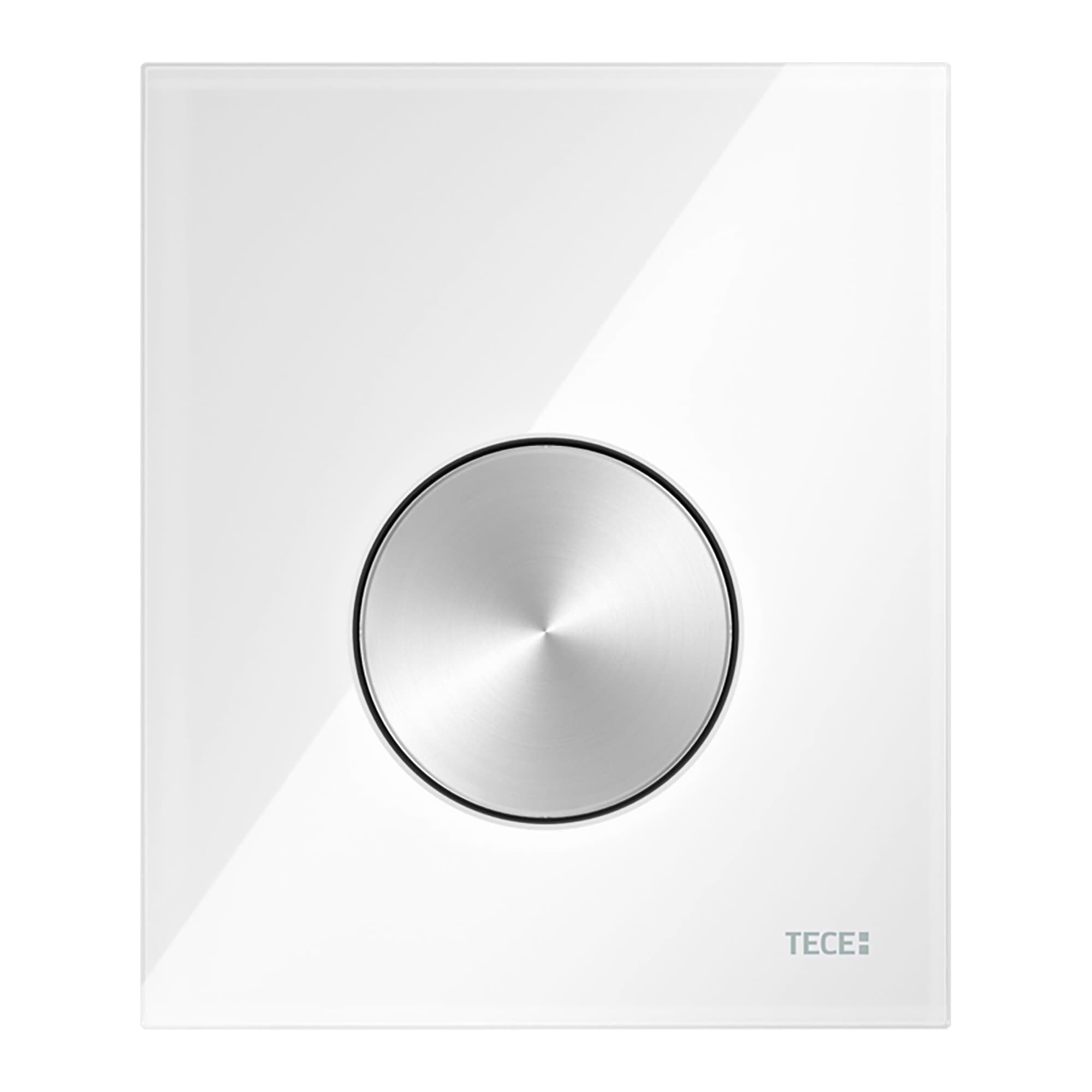TECELOOP GLASS - PLAQUE DE DÉCLENCHEMENT URINOIR - CARTOUCHE INCLUSE - VERRE - VERRE BLANC BRILLANT - TOUCHE INOX BROSSÉ (ANTI-TRACE DE DOIGTS)