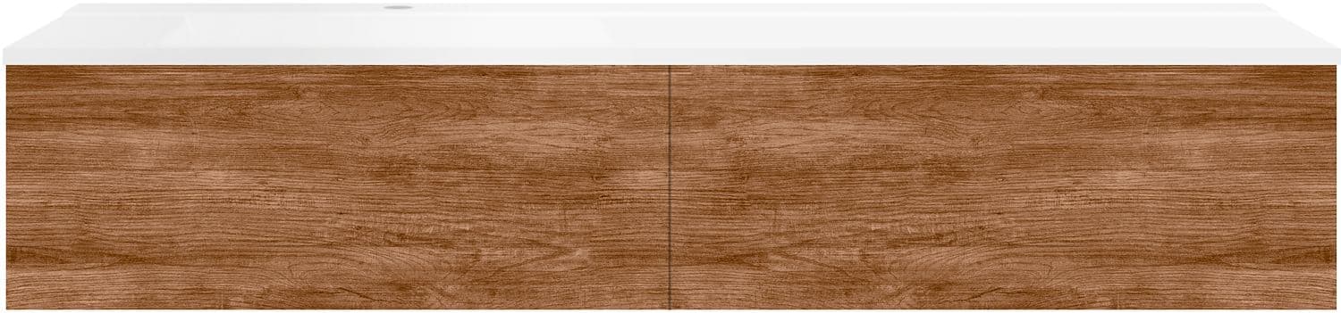 SOUS MEUBLE COFFEE 2 TIROIRS 160 TECTONA DECOR CANNELLE+LAVABO GAUCHE BLANC