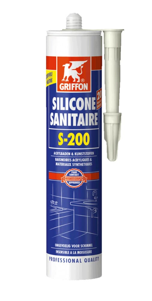 Griffon S-200 cartouche silicone de 300 ml inodore pour plastique blanc