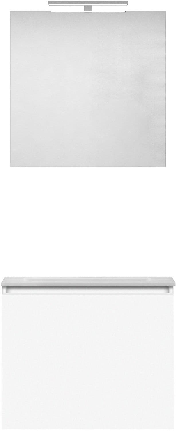 MEUBLE FORM 60CM SOLO 1 TIROIR MARBRE DE SYNTHESE +MIROIR BLANC