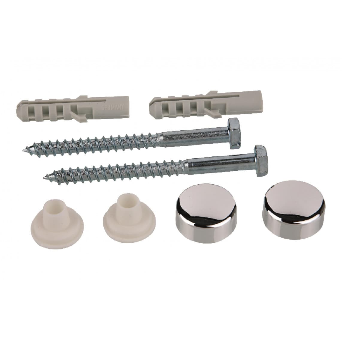 98846113 Kit de fixation pour WC au sol/tablette Tête bombée, chromé, M6 x 70 mm