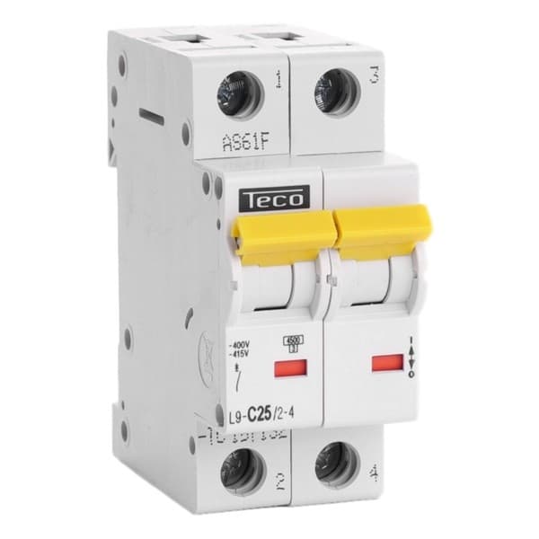 Disjoncteur 2 pôles 25A 4,5kA courbe C