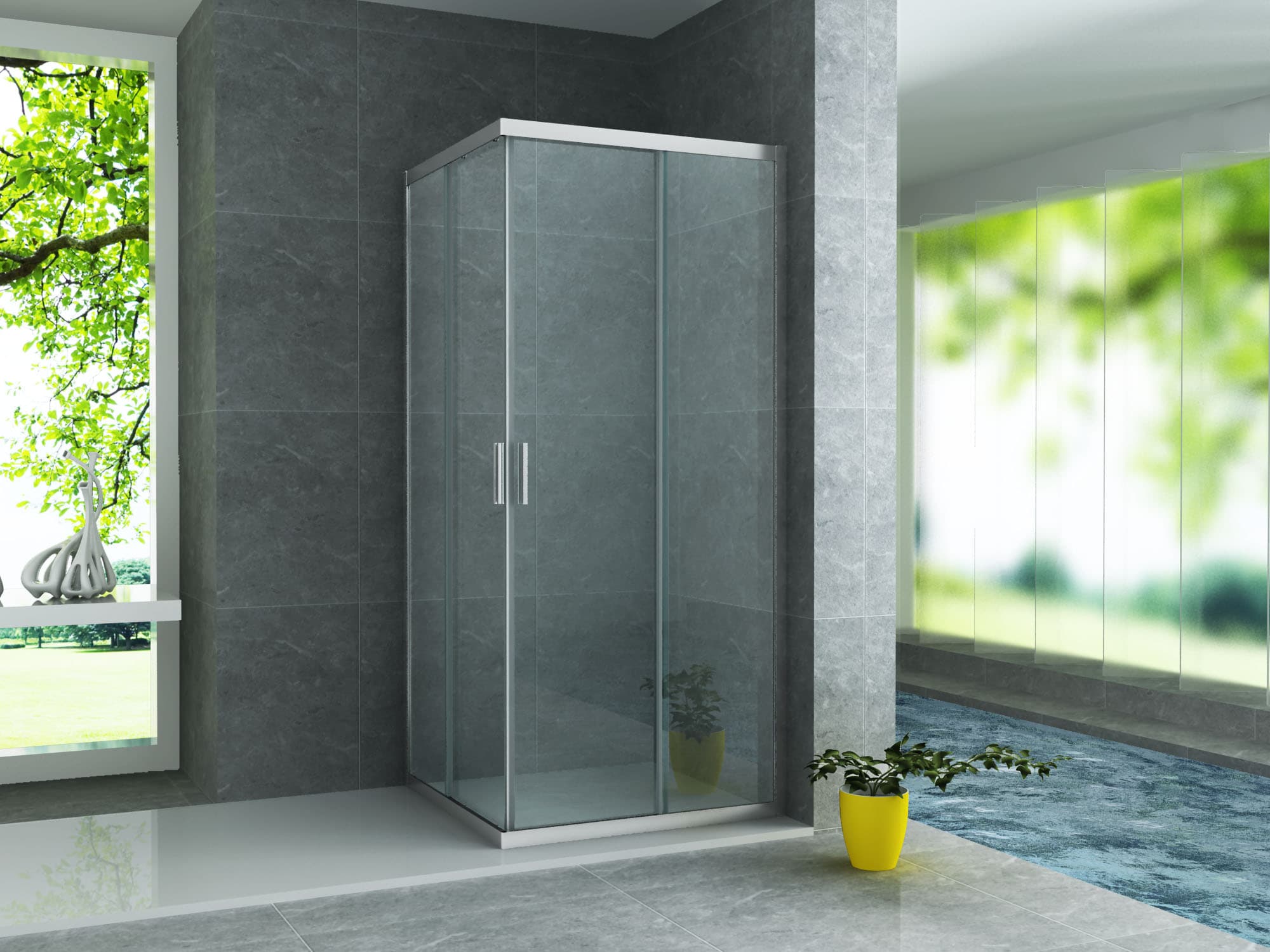 ALONI CABINE DE DOUCHE - ENTRÉE D’ANGLE - 2 P.COUL - 800X1950MM - CHROME-VERRE CLAIR
