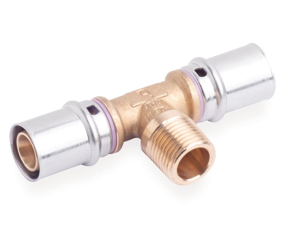 SYSTEMPEX Té tube alu raccord à sertir 16-1/2"M 16