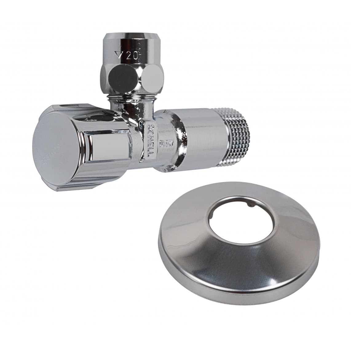 49070699 SCHELL robinet d'équerre, 1/2" M x 3/8" x 10 mmQ, avec Rosace de tiroir