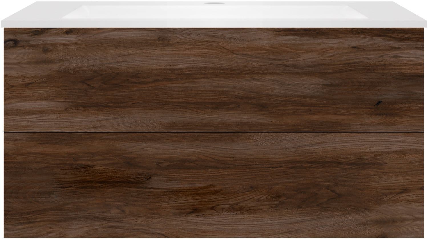SOUS MEUBLE COFFEE 2 TIROIRS 120 NOYER VELOURS+LAVABO EN MARBRE SYNTHETIQUE BLANC