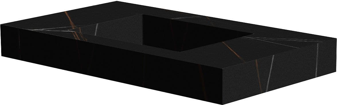 TABLET MARBRE CERAMIQUE LAVABO S L90 H10 SANS TROU ROBINET BAMBOO BLACK
