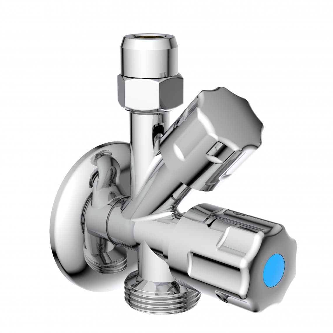 98629510 GA-robinet d'équerre auto-étanche RFV chromé 1/2" M x 3/4" M x 3/8" M x 10 mmQ