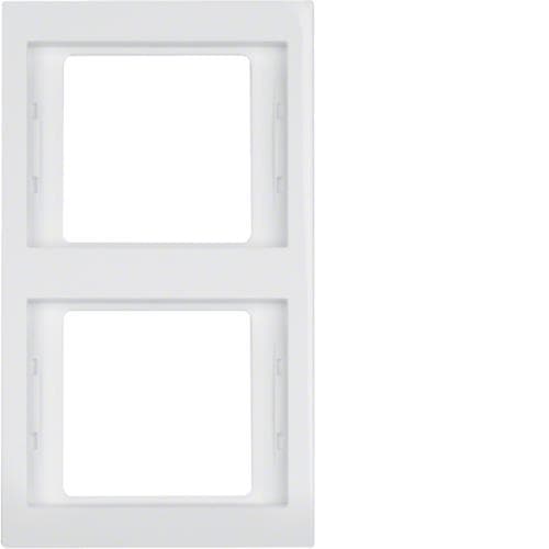 Plaque de recouvrement 2 postes pour montage vertical Berker K.1 Blanc polaire, brillant