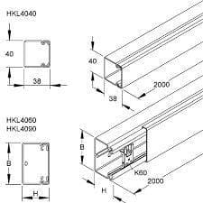 Goulotte hauteur 40 largeur 60mm longueur = 2m Gris