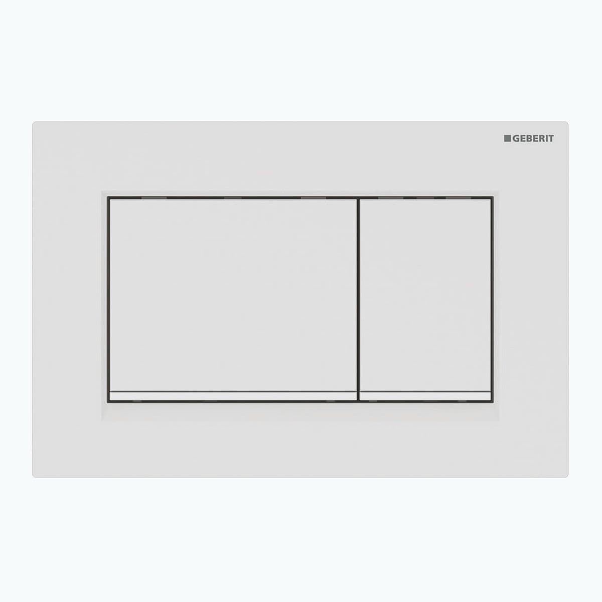 PLAQUE DE COMMANDE 2 TOUCHES SIGMA20 CARRE GEBERIT BLANC MAT-BLANC AVEC BANDES DESIGN EN BLANCHES