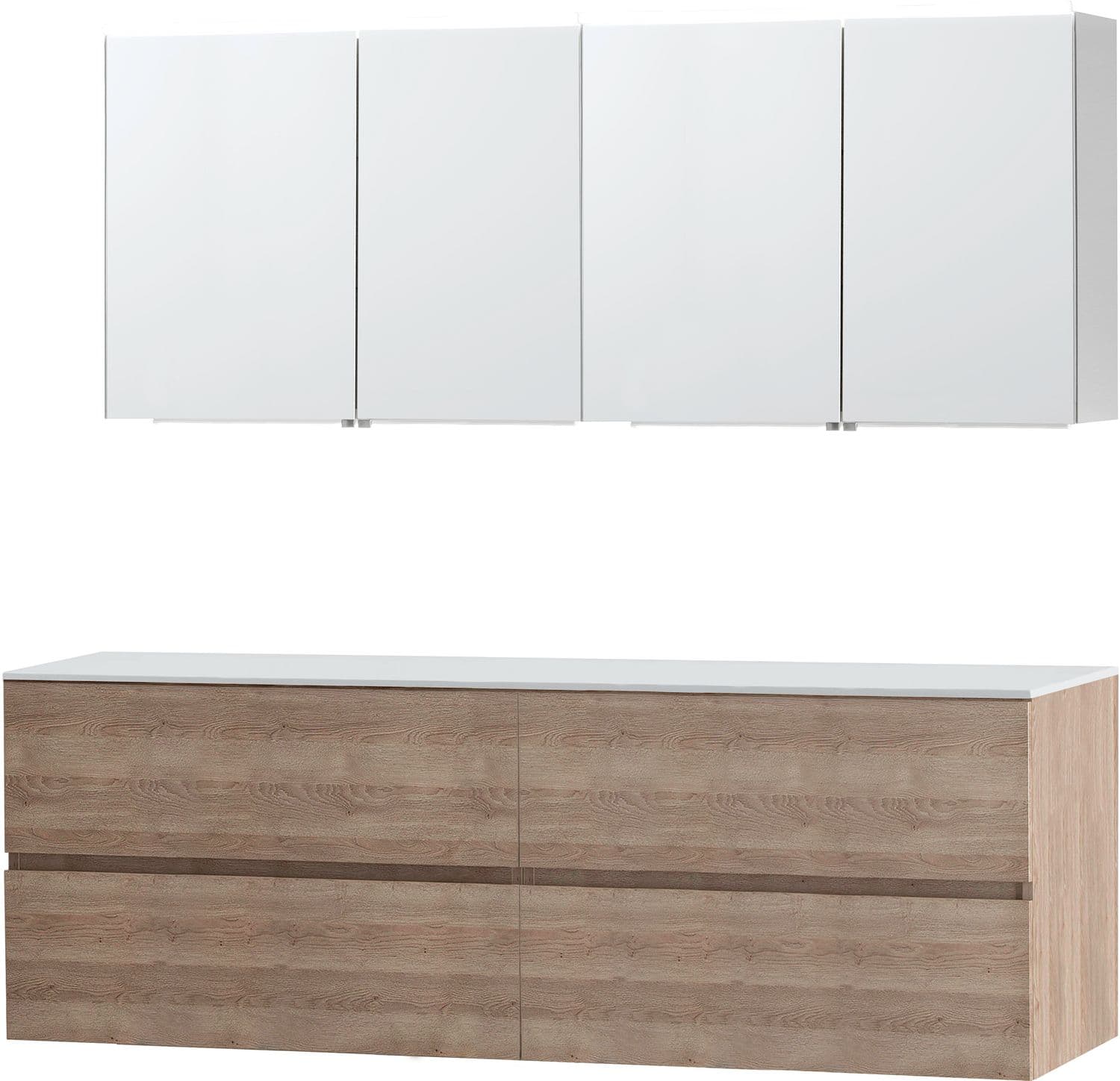 MEUBLE MOLTO CHENE NATUREL 180 POUR LAVABO A POSER SOLID ARMOIRE TOILETTE