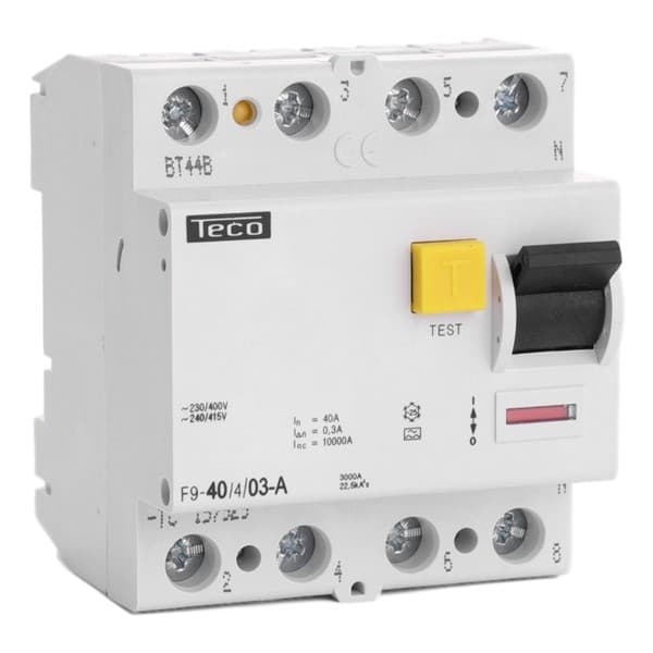 Interrupteur différentiel 4 pôles 40A 300mA type A pouvoir de coupure 10kA