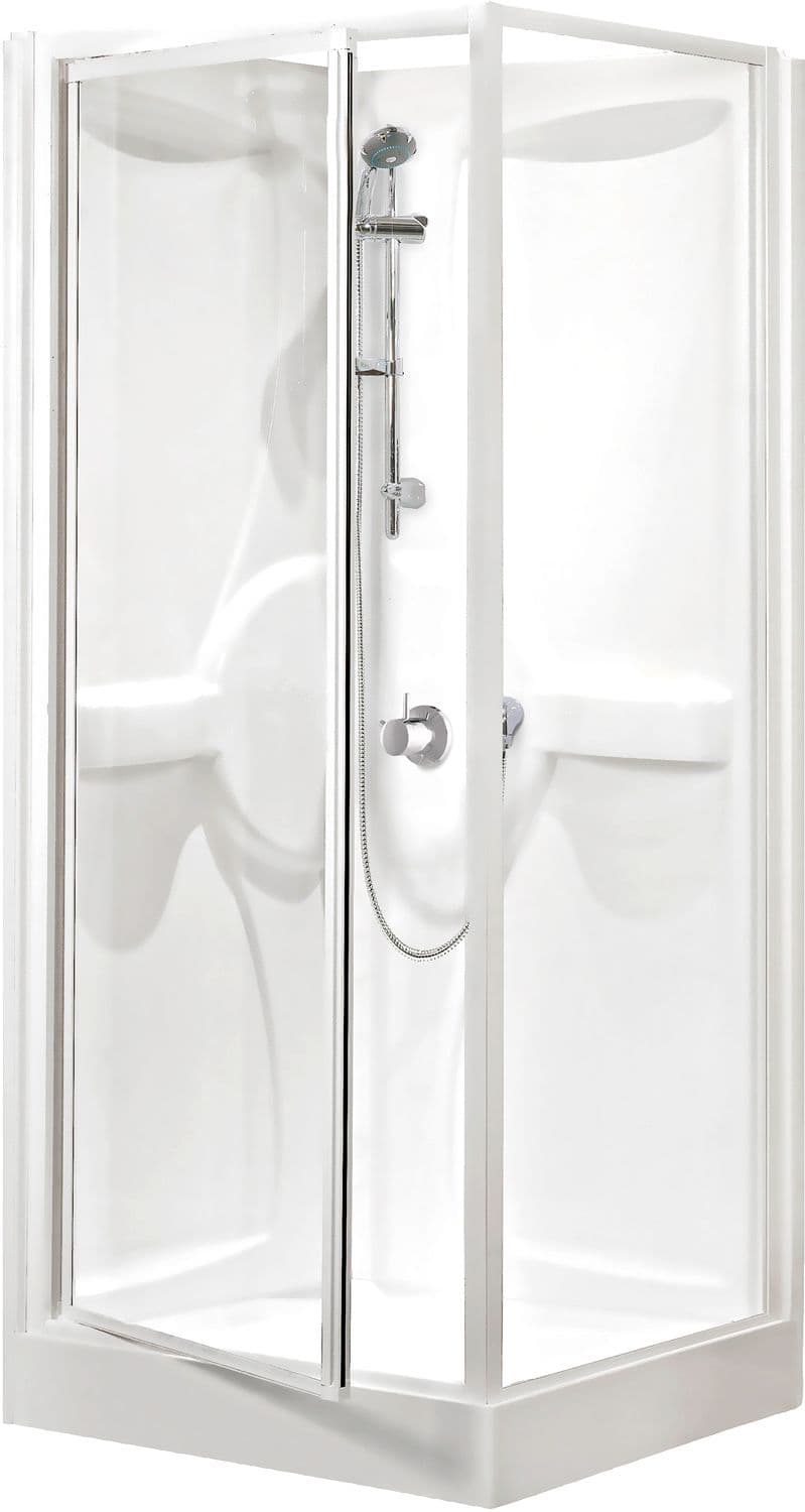 CABINE DOUCHE DESCO COLLECTION ACRYLIQUE 80-80 + THERMOSTAT A ENCASTRER ALU/BLANC CLAIR