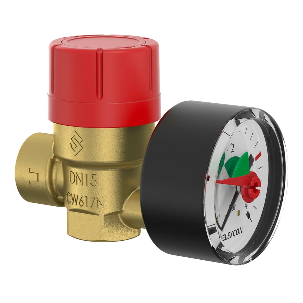 Flamco Prescomano soupape de sécurité avec manomètre D 1/2" Max kW 165
