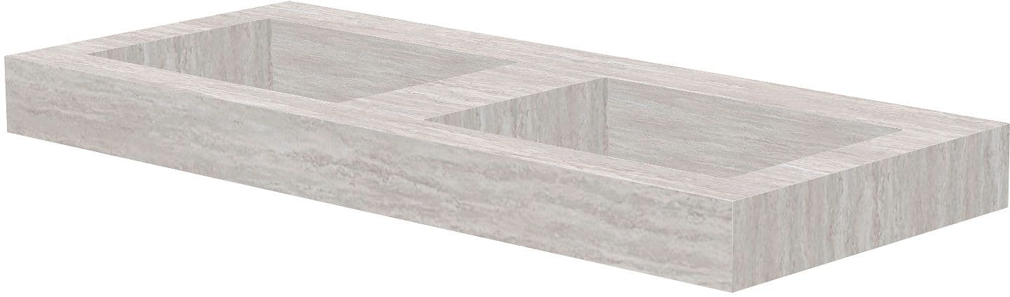 TABLET MARBRE CERAMIQUE PURO LAVABO S DOUBLE L1210 H10 SANS TROU ROBINET TRAVERTIN NEW
