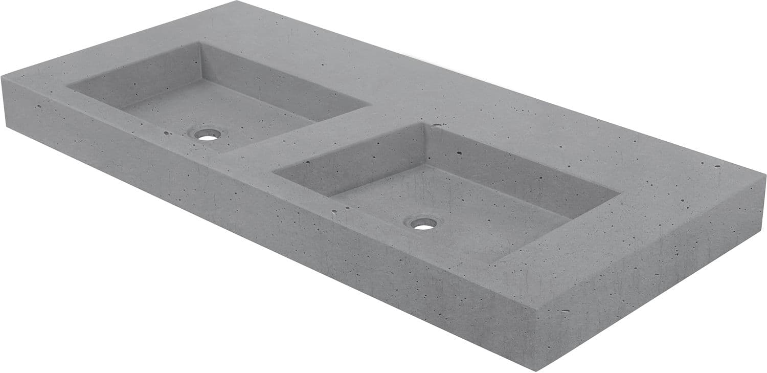 TABLET BRIQ 120CM 2 LAVABO SANS TROU ROBINET/TROP-PLEIN BETON