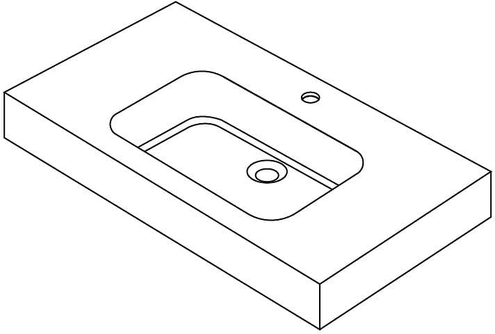 TABLET PURO 90CM 1 LAVABO SOLID BLANC M.
