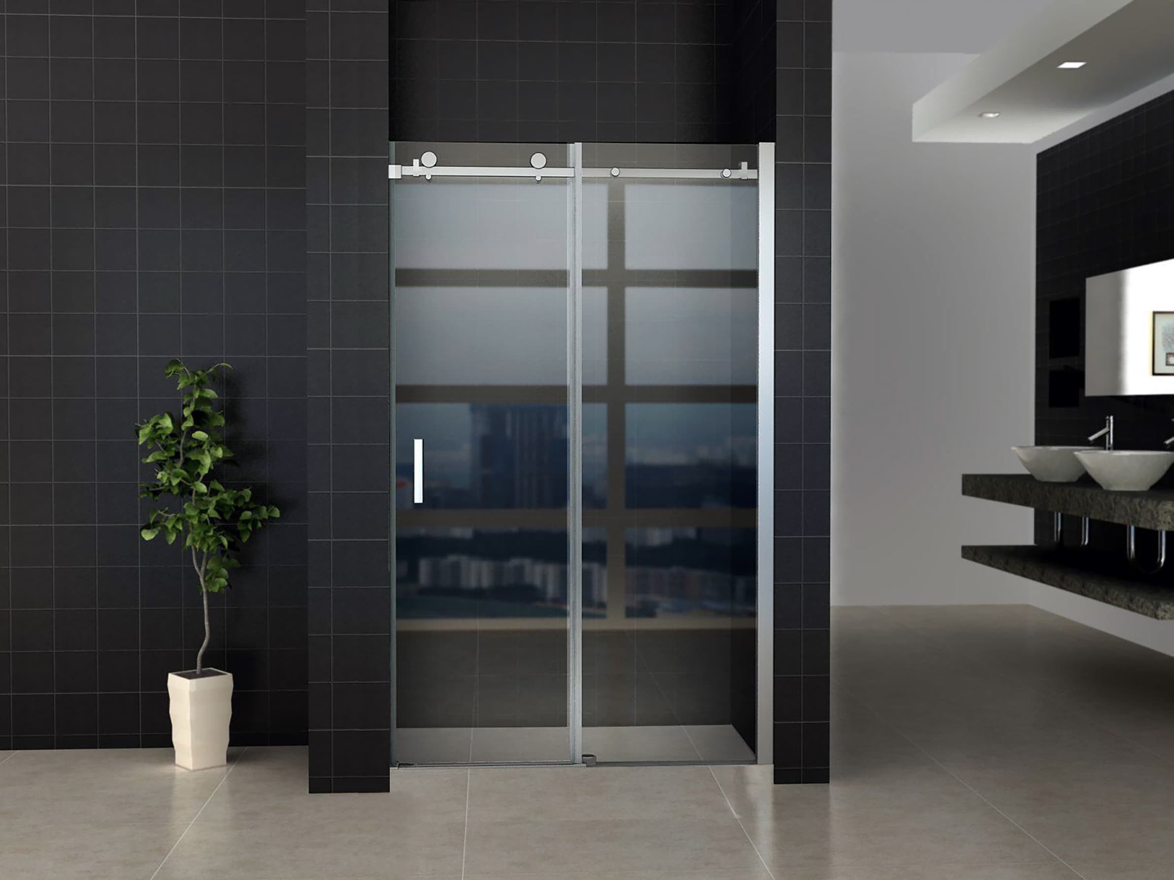 ALONI PORTE COULISSANTE POUR NICHE - 1200X2000MM - CHROME-VERRE CLAIR