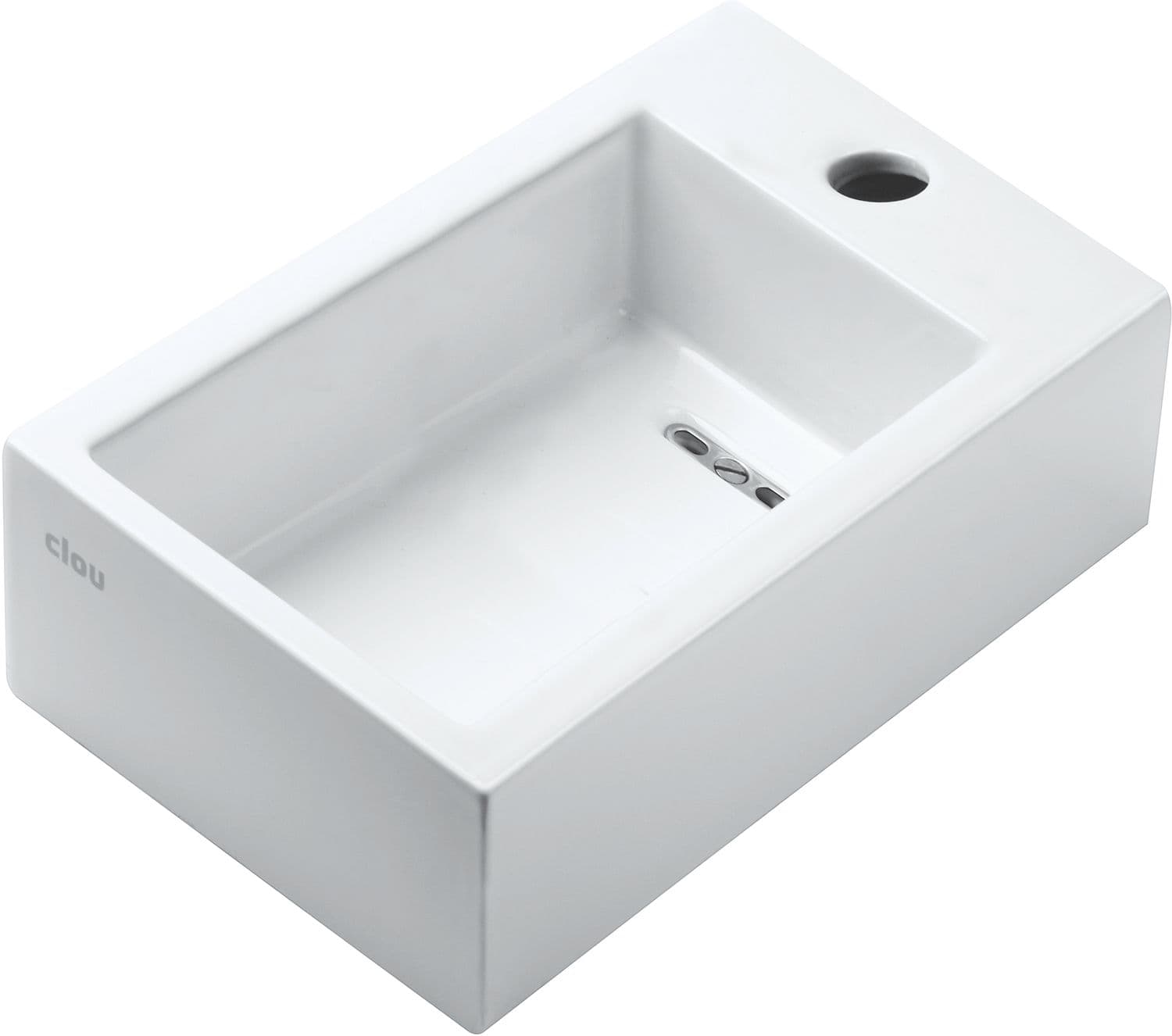 LAVE-MAINS FLUSH 3 CLOU 36CM BLANC DROITE MARBRE MINERAL