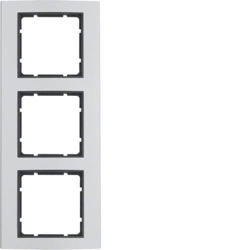Plaque de recouvrement 3 postes Berker B.3 Alu, Alu / Anthracite