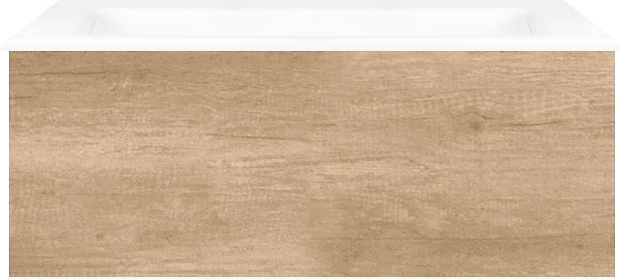 SOUS MEUBLE COFFEE 1 TIROIR 80 CHENE DECOR CACHMIRE +LAVABO PORCELAINE SANS TROU ROBINET BLANC