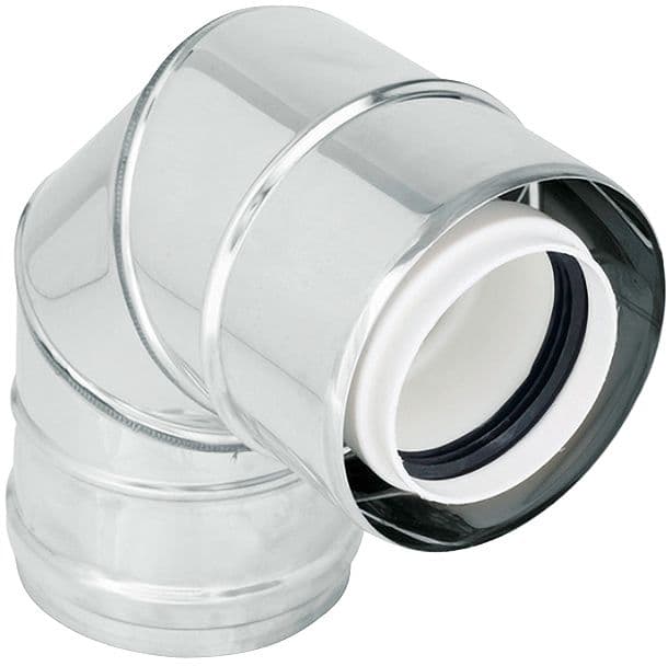 UNIFLOW COUDE CONCENTRIQUE 80/125MM 90° INOX/PP