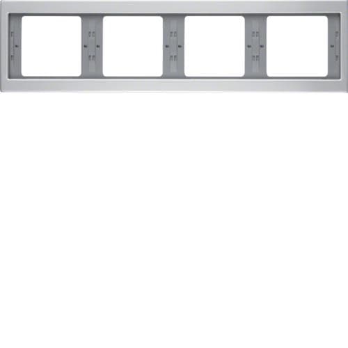 Plaque de recouvrement 4 postes pour montage horizontal Berker K.5 Alu