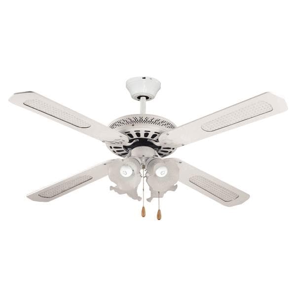 Ventilateur décoratif avec 4 lampes E27 Blanc diamètre 130 70W