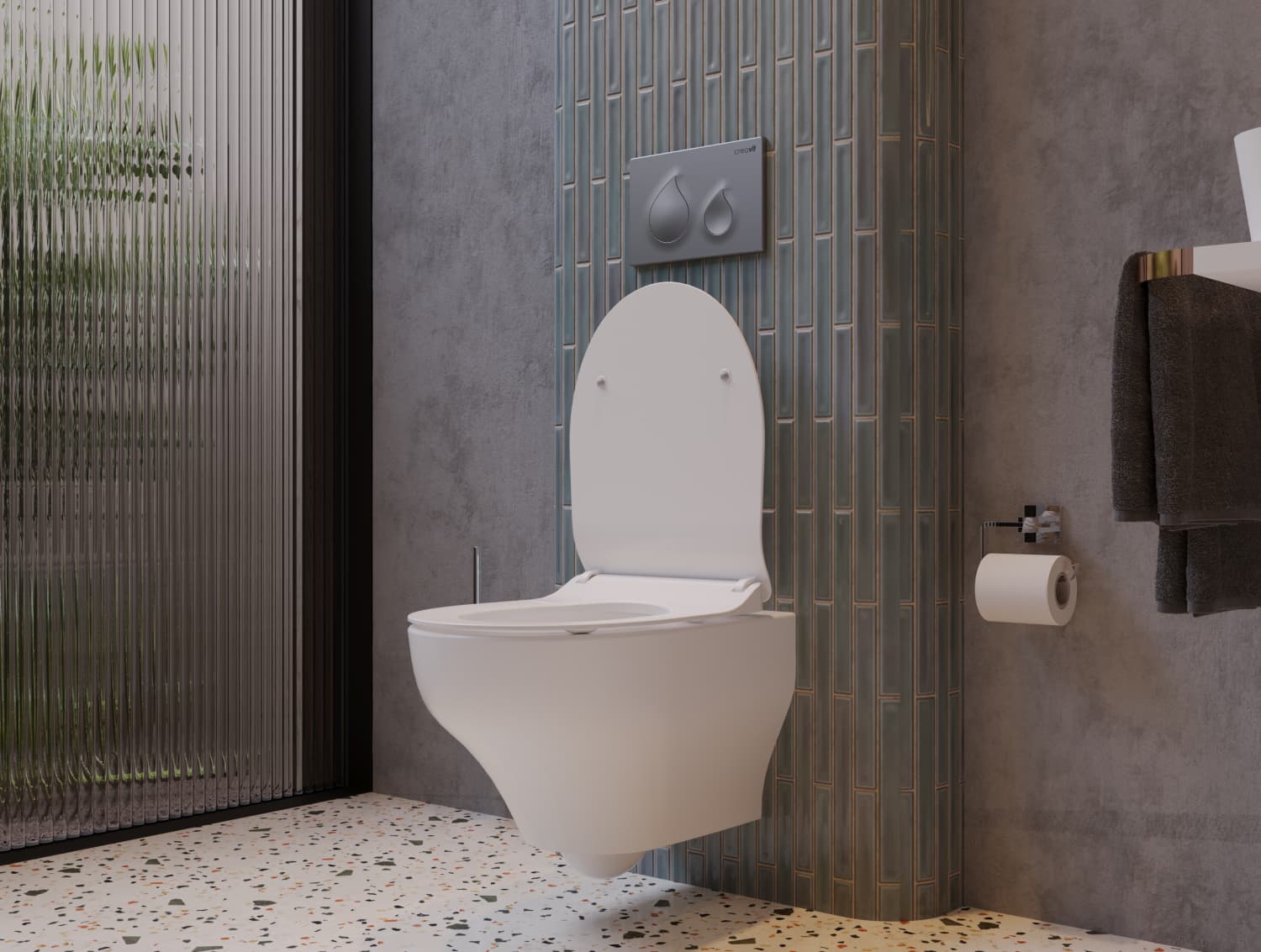 CREAVIT NESS WC SUSPENDU - TORNADO FLUSH - SANS BRIDE - SANS ABATTANT WC - BLANC BRILLANT