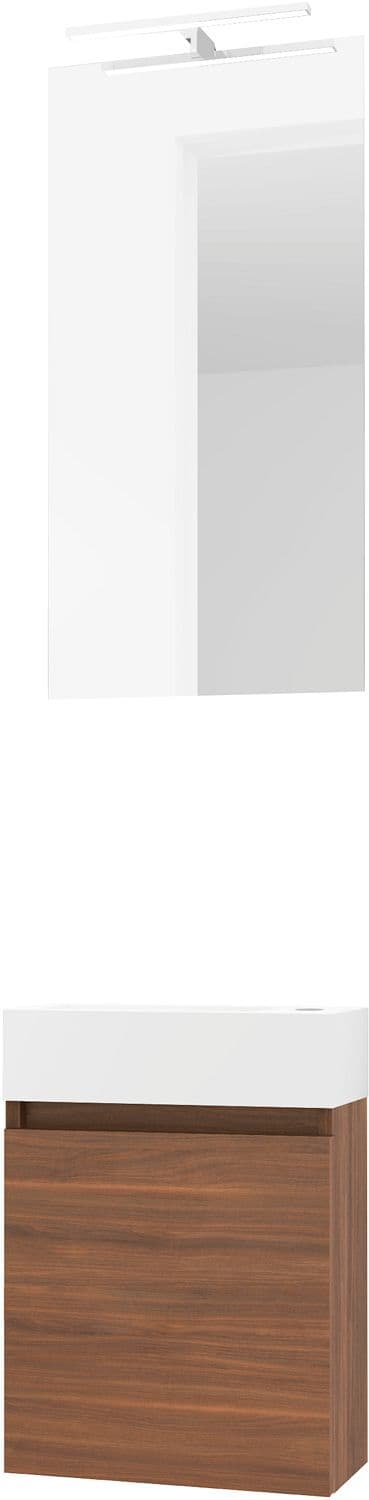 LAVE-MAINS FORM MINI MARBRE DE SYNTHESE/ 1 PORT/MIROIR/LUMIERE LED NOYER