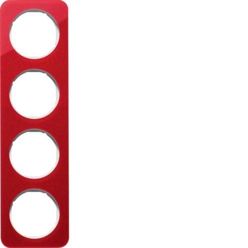 Plaque de recouvrement 4 postes R.1 acryl Rouge transparent / Blanc polaire