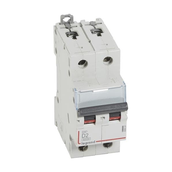 Disjoncteur DX³ 6000A / 10kA 2 pôles courbe D 02A 400V 2 modules