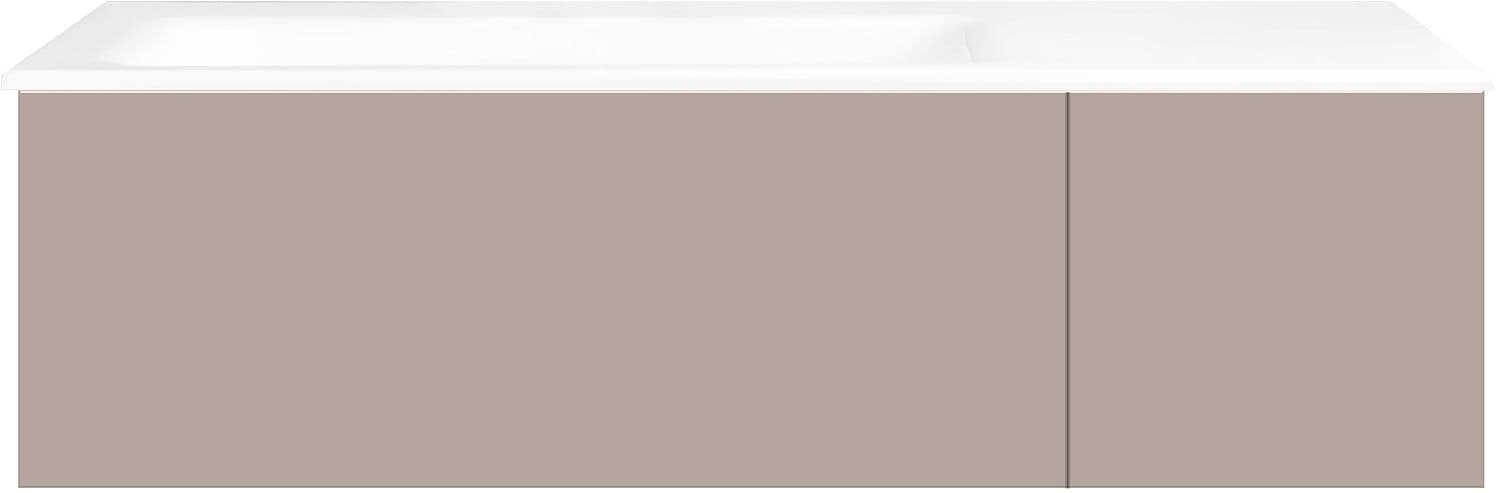 SOUS MEUBLE COFFEE 2 TIROIRS 110 GRIS BASALTE MAT +LAVABO GAUCHE PORCELAINE SANS TROU ROBINET BLANC