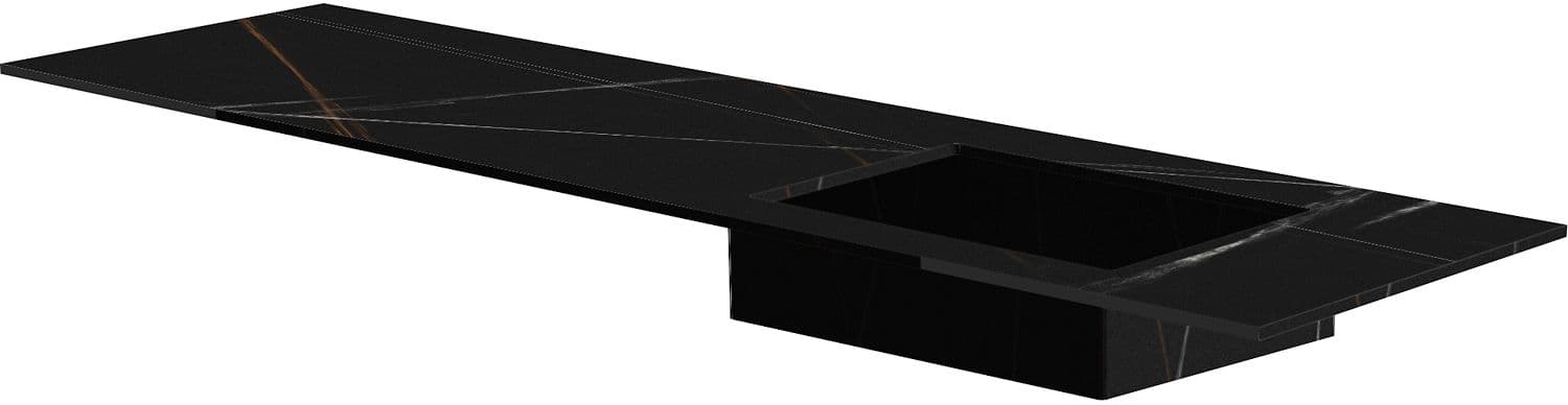 TABLET MARBRE CERAMIQUE PURO LAVABO S DROITE L180 H1,2 SANS TROU ROBINET BAMBOO BLACK